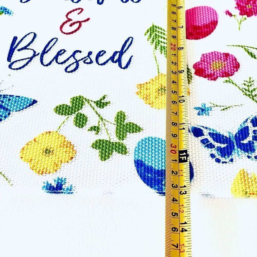 NWT Bloom Studio Spring 4 White Colorful Grateful & Blessed Placemats Table set